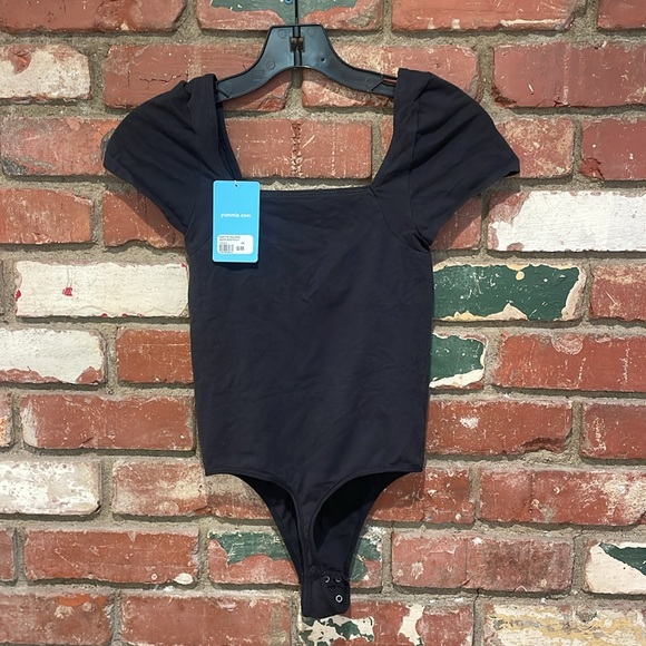 Revolve  Yummie Annette Bodysuit in black  Short Sleeve Crewneck S/M - Picture 7 of 7